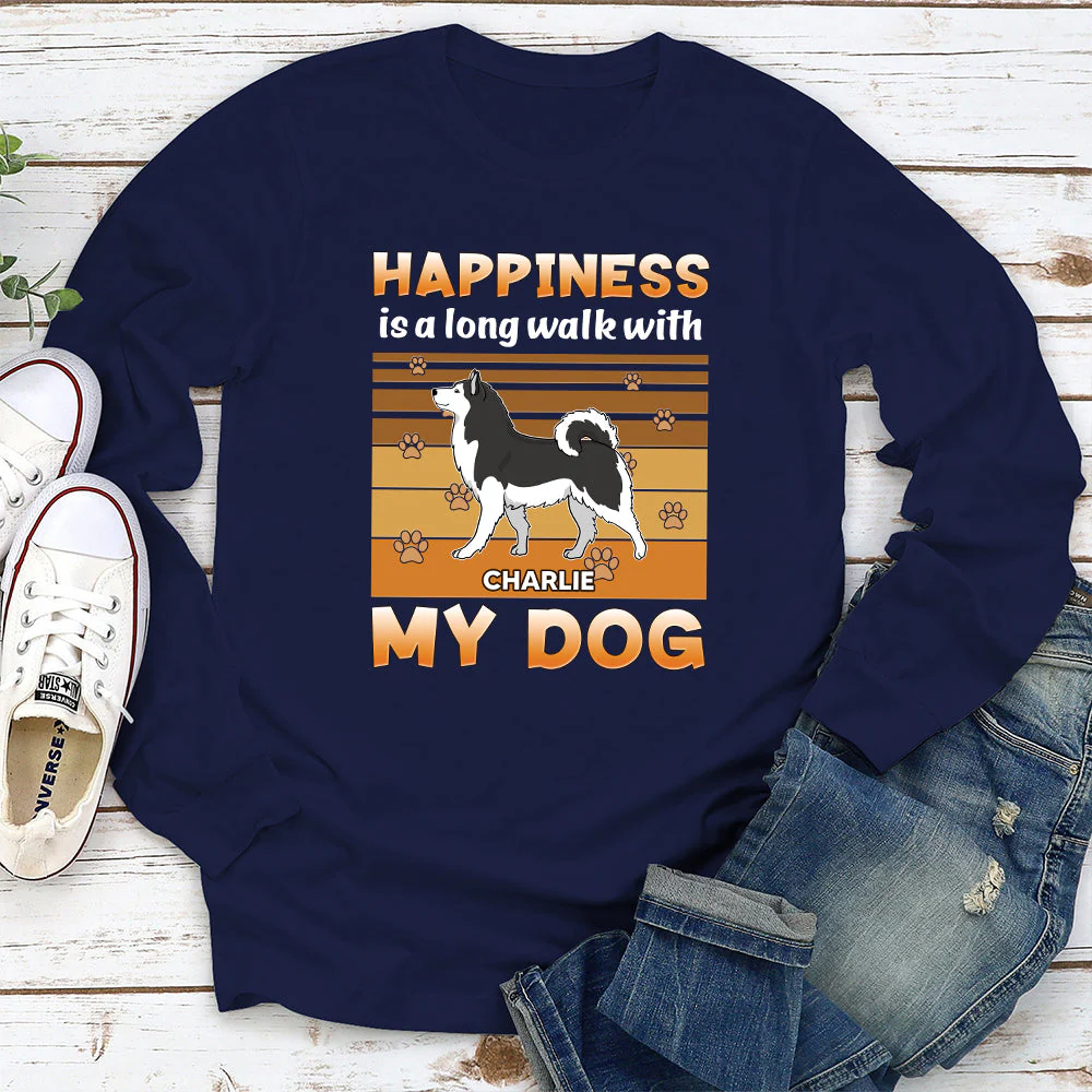 Long Walk With Dog - Personalized Custom Long Sleeve T-shirt - Image 3