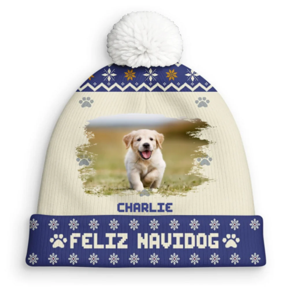 Look At My Dog Photo - Personalized Custom Bobble Beanie Hat - Image 4