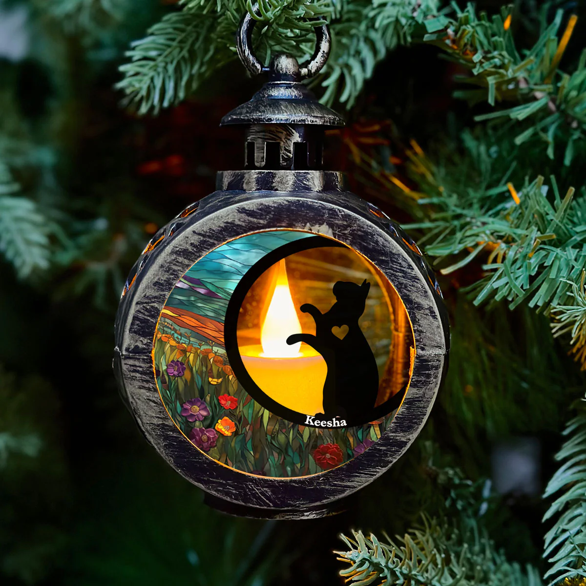 Loss Of Cat - Personalized Custom Christmas Lantern - Image 2