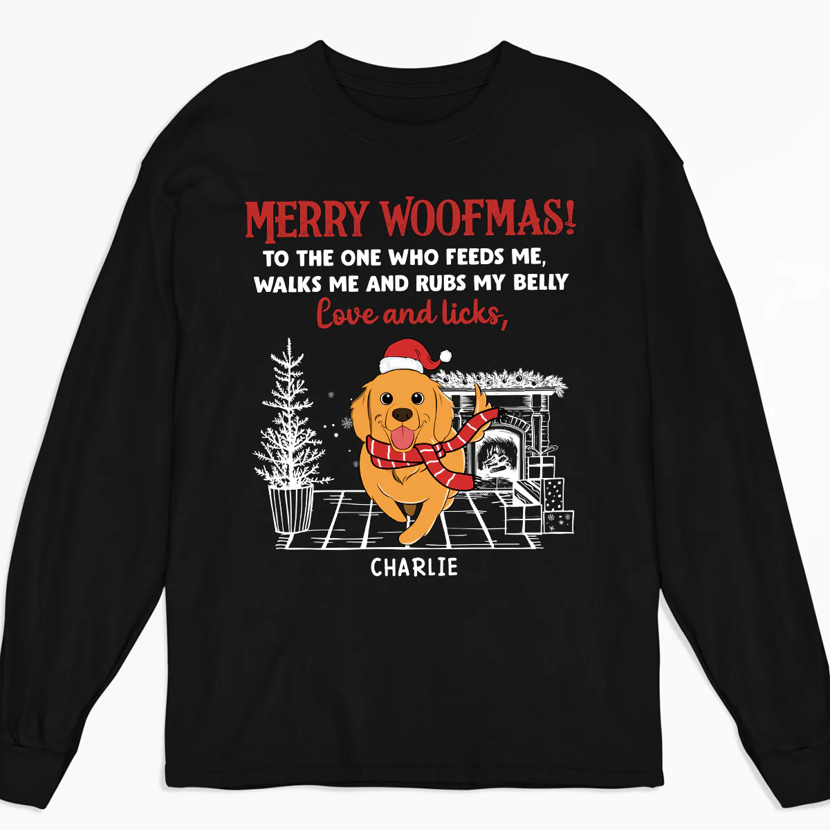 Love And Licks, Merry Woofmas - Personalized Custom Long Sleeve T-shirt