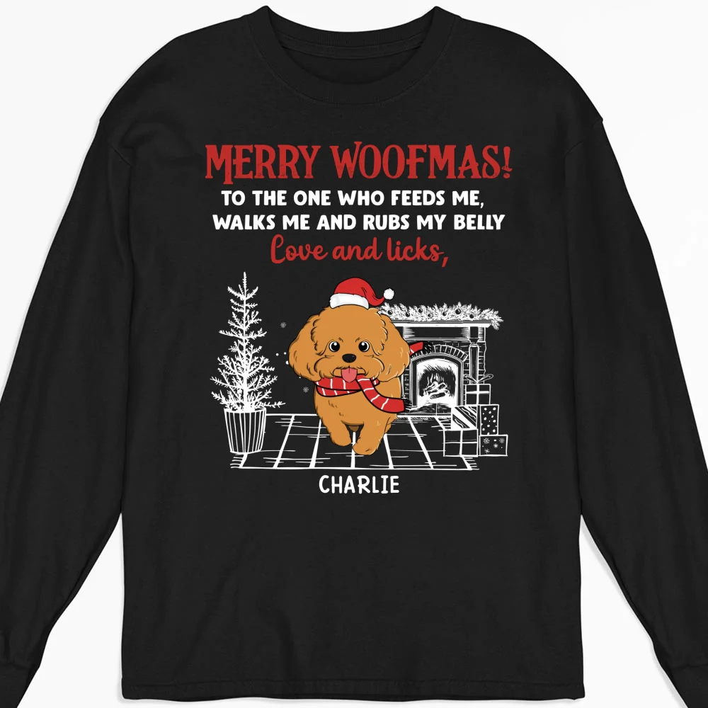 Love And Licks, Merry Woofmas - Personalized Custom Long Sleeve T-shirt - Image 4