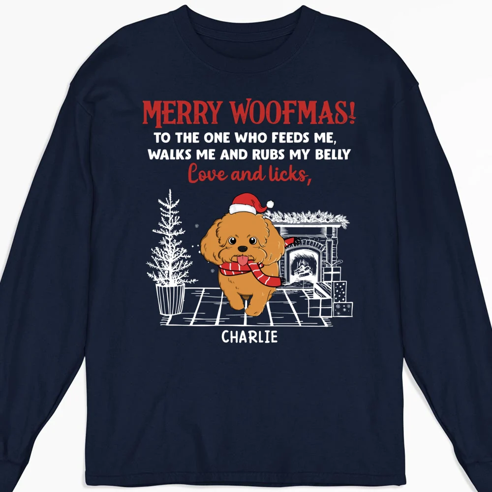 Love And Licks, Merry Woofmas - Personalized Custom Long Sleeve T-shirt - Image 5