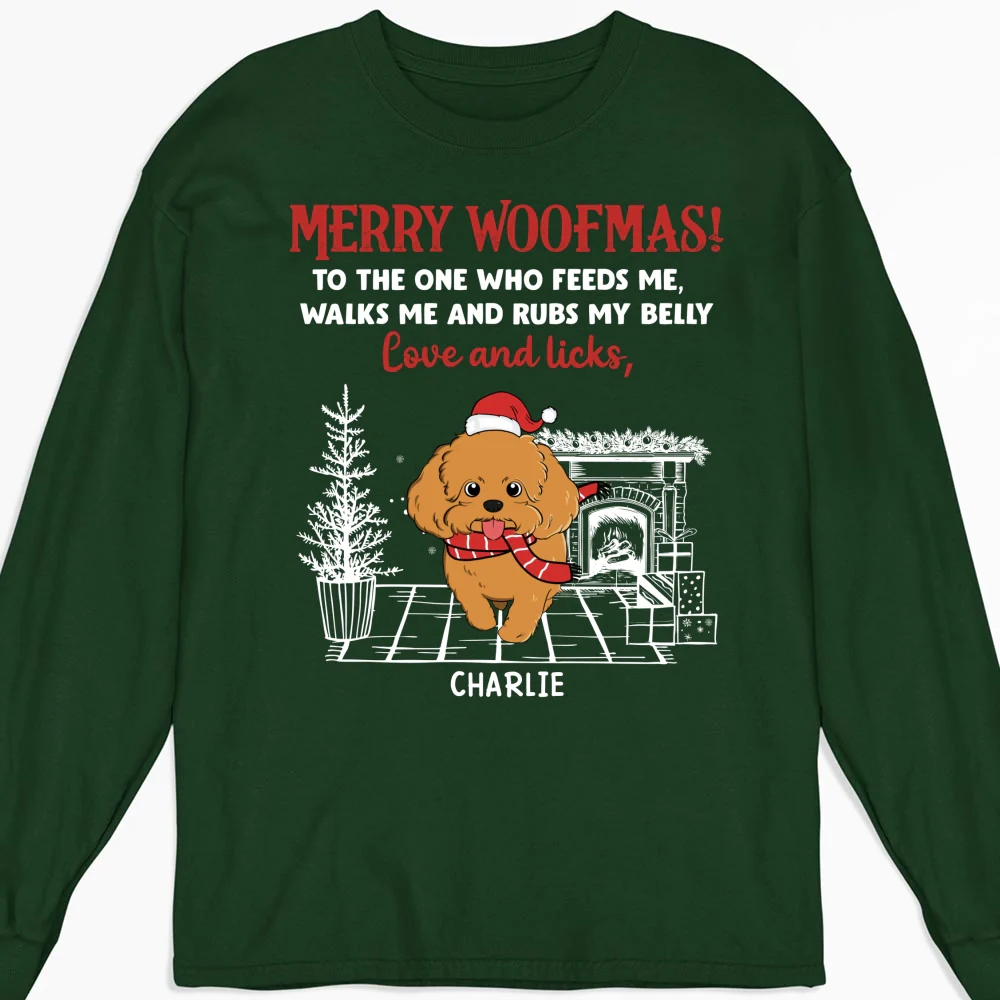 Love And Licks, Merry Woofmas - Personalized Custom Long Sleeve T-shirt - Image 6