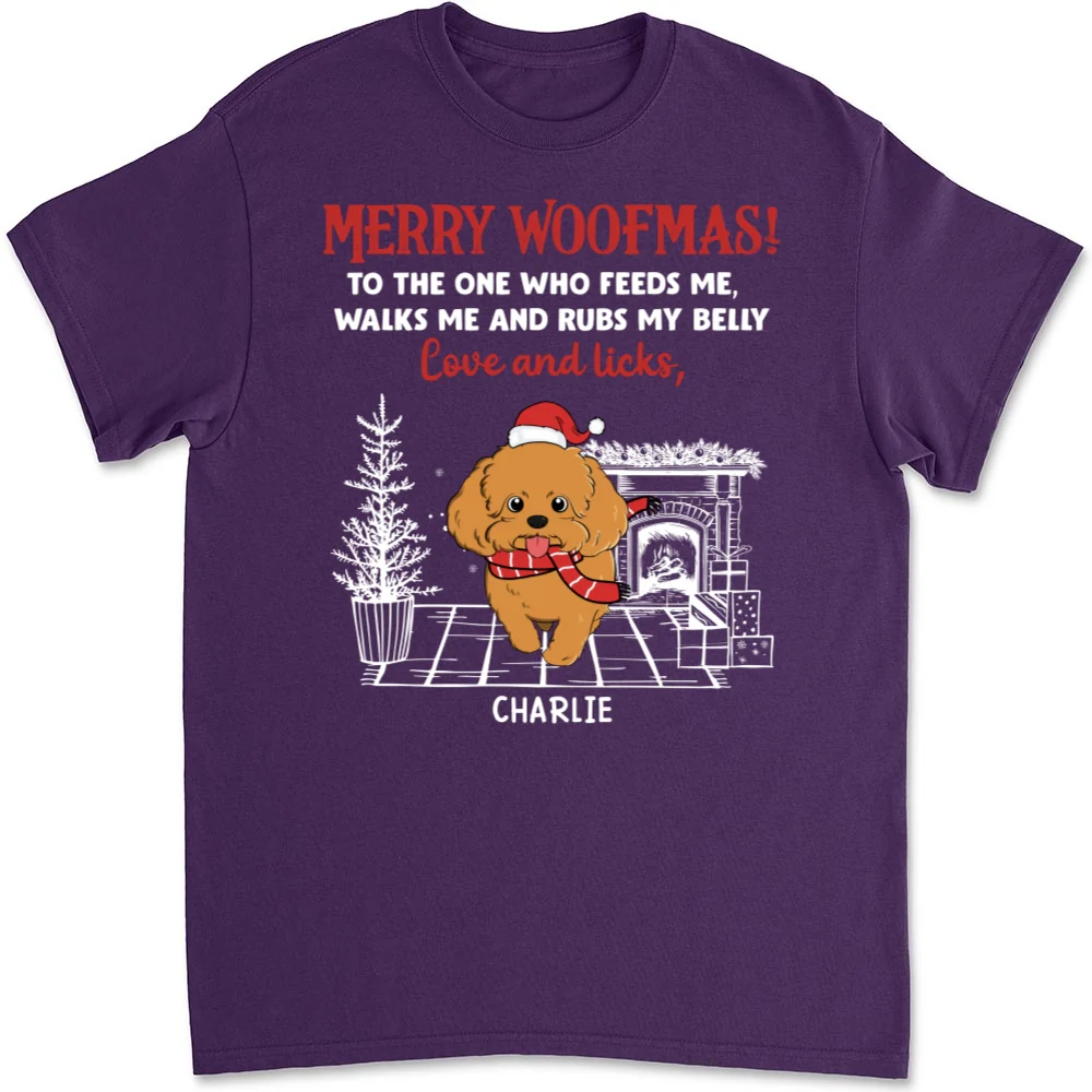 Love And Licks, Merry Woofmas - Personalized Custom Unisex T-shirt - Image 9
