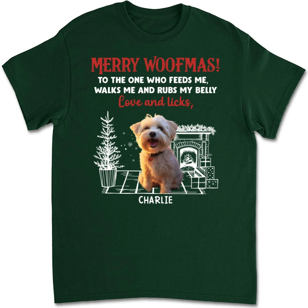 Love And Licks, Merry Woofmas Photo - Personalized Custom Unisex T-shirt - Image 5