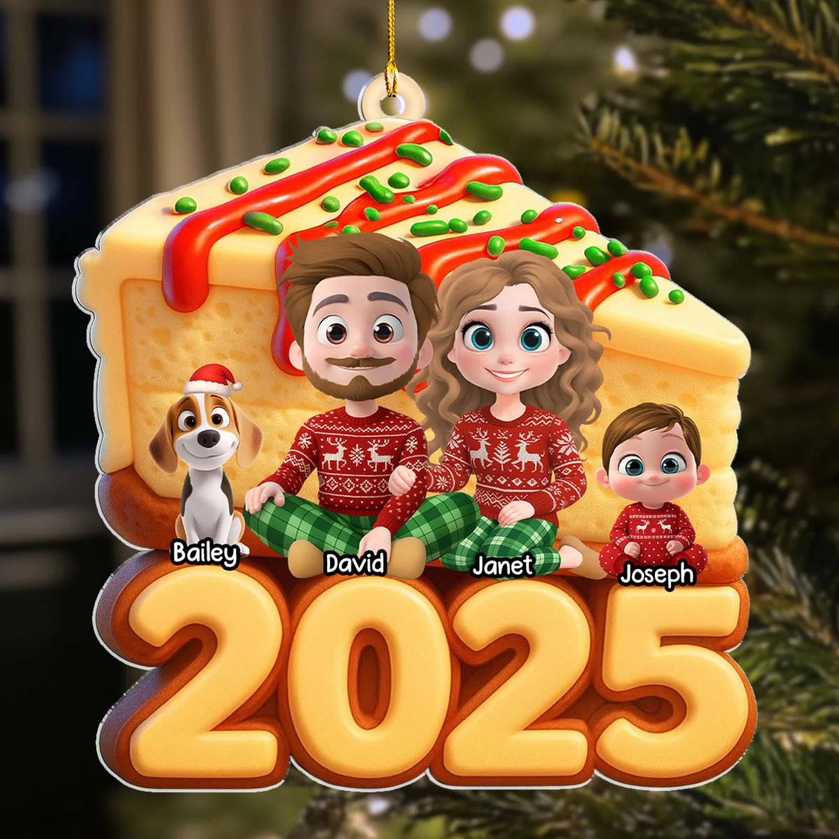 Love Baked In Every Slice - Personalized Custom 3D Effect Acrylic Ornament