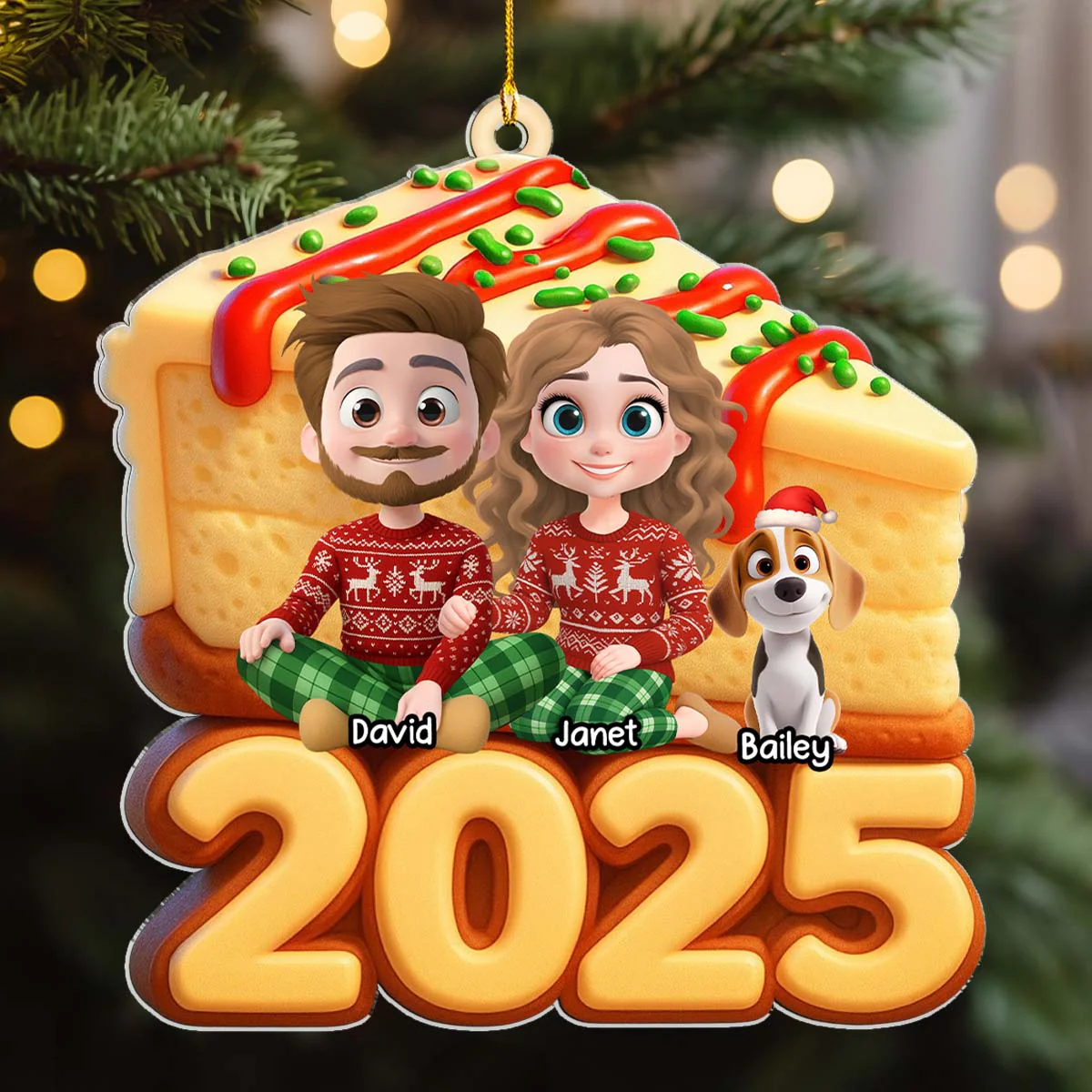 Love Baked In Every Slice - Personalized Custom 3D Effect Acrylic Ornament - Image 3