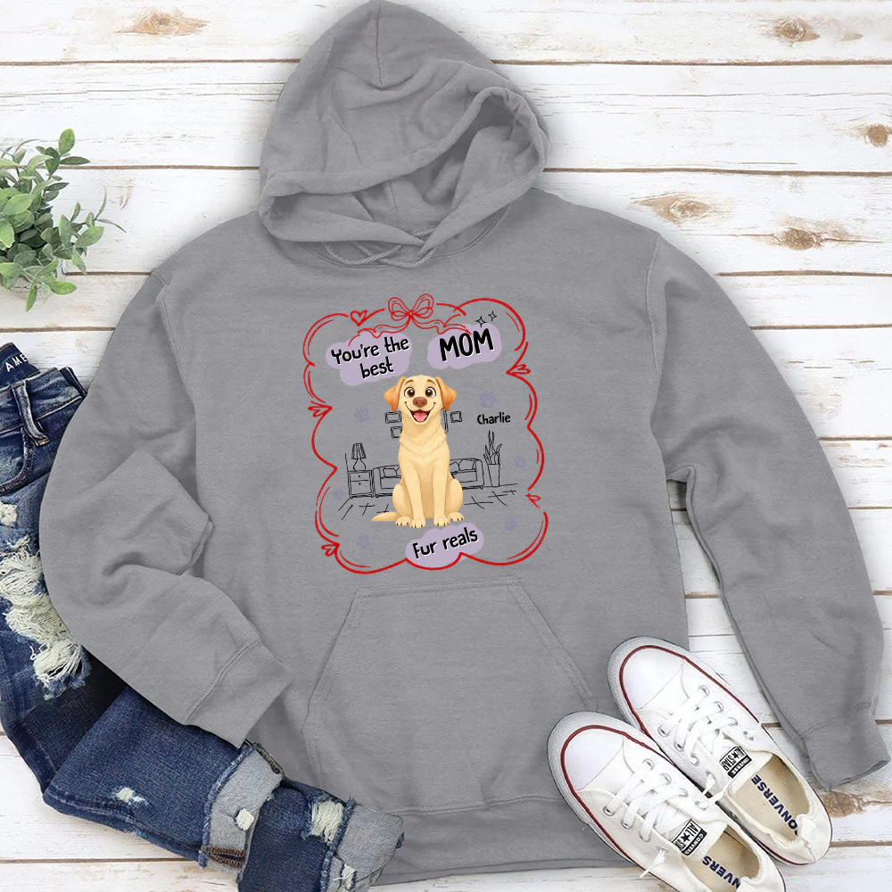 Love Dog Mom For Reals - Personalized Custom Hoodie - Image 2