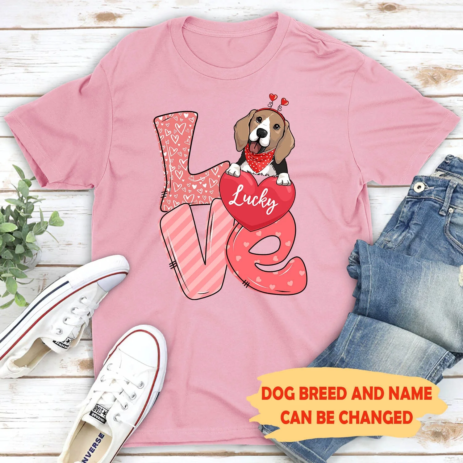Love Dog Valentine - Personalized Custom Unisex T-Shirt
