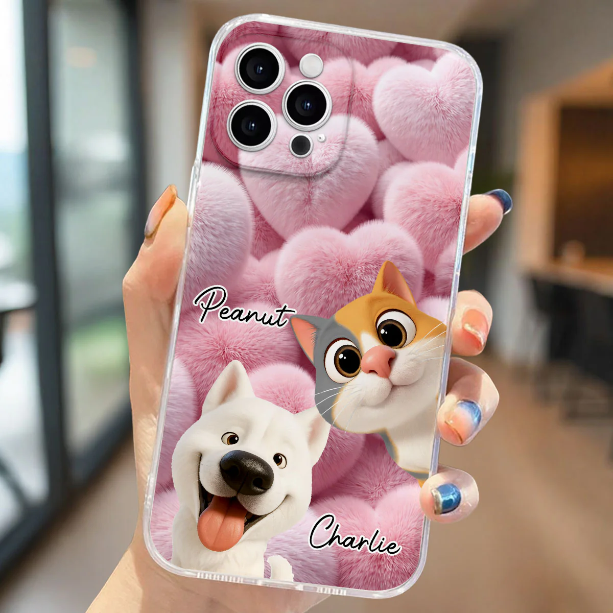 Love My Fur Babies Cats Dogs - Personalized Custom 3D Inflated Effect Phone Case - Image 2