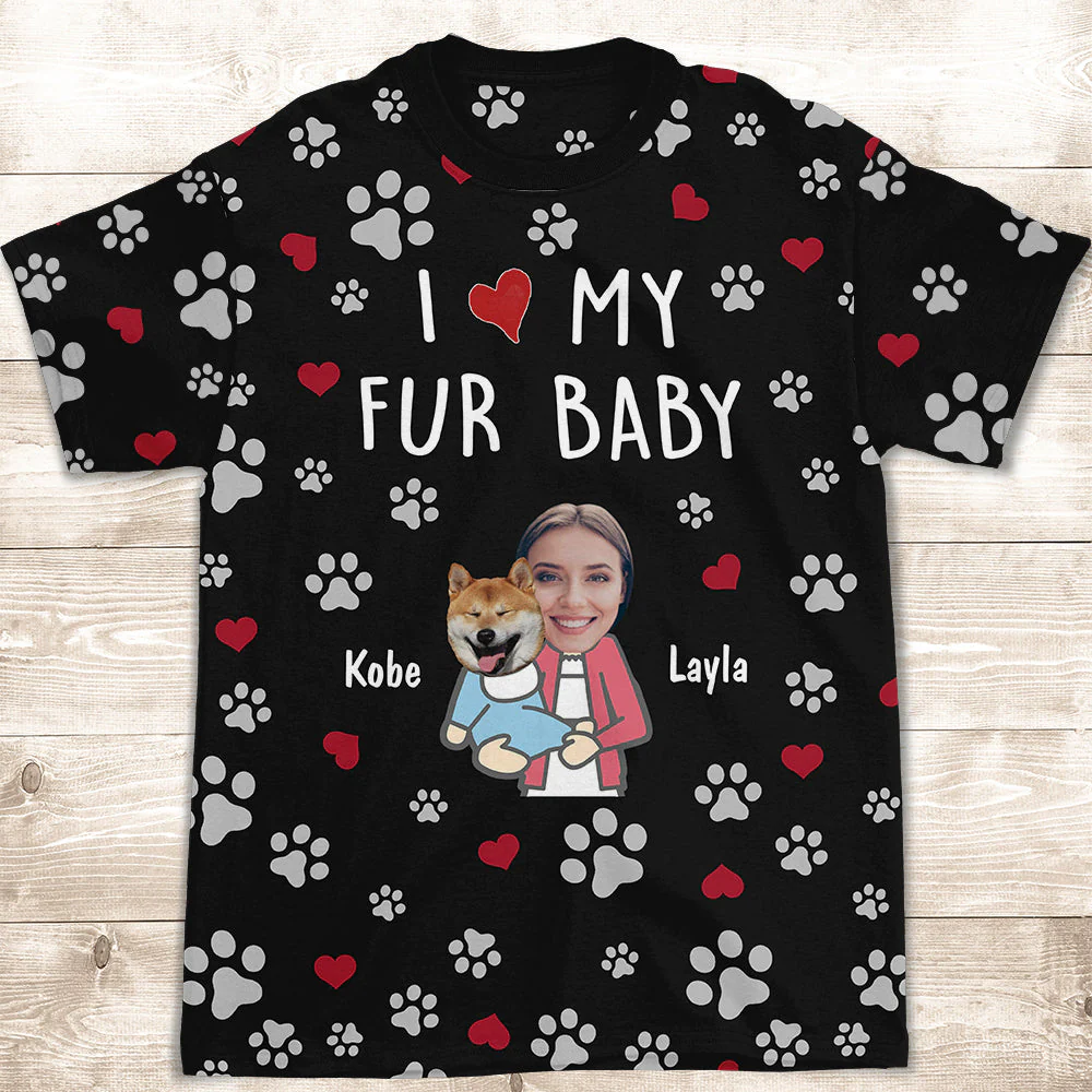 Love My Fur Baby - Personalized Custom Photo All-over-print T-shirt - Image 2