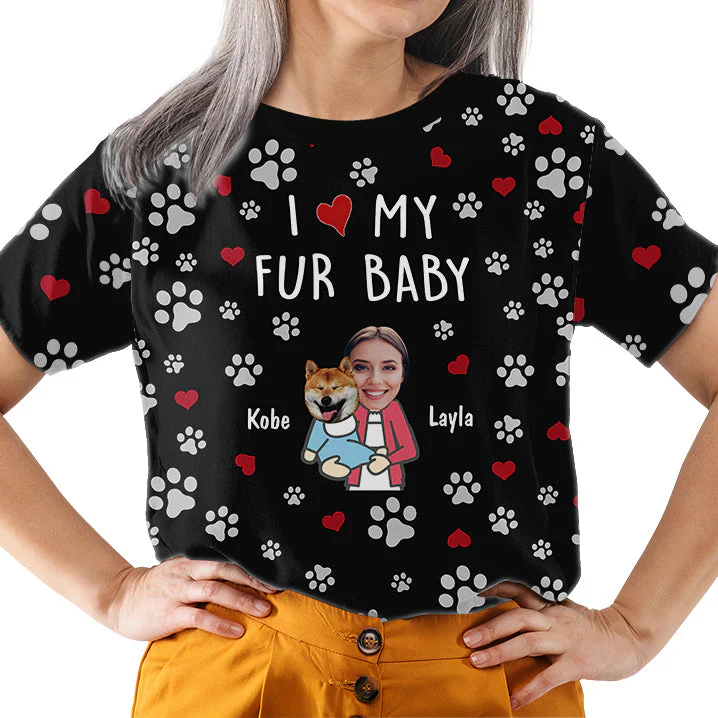 Love My Fur Baby - Personalized Custom Photo All-over-print T-shirt - Image 3