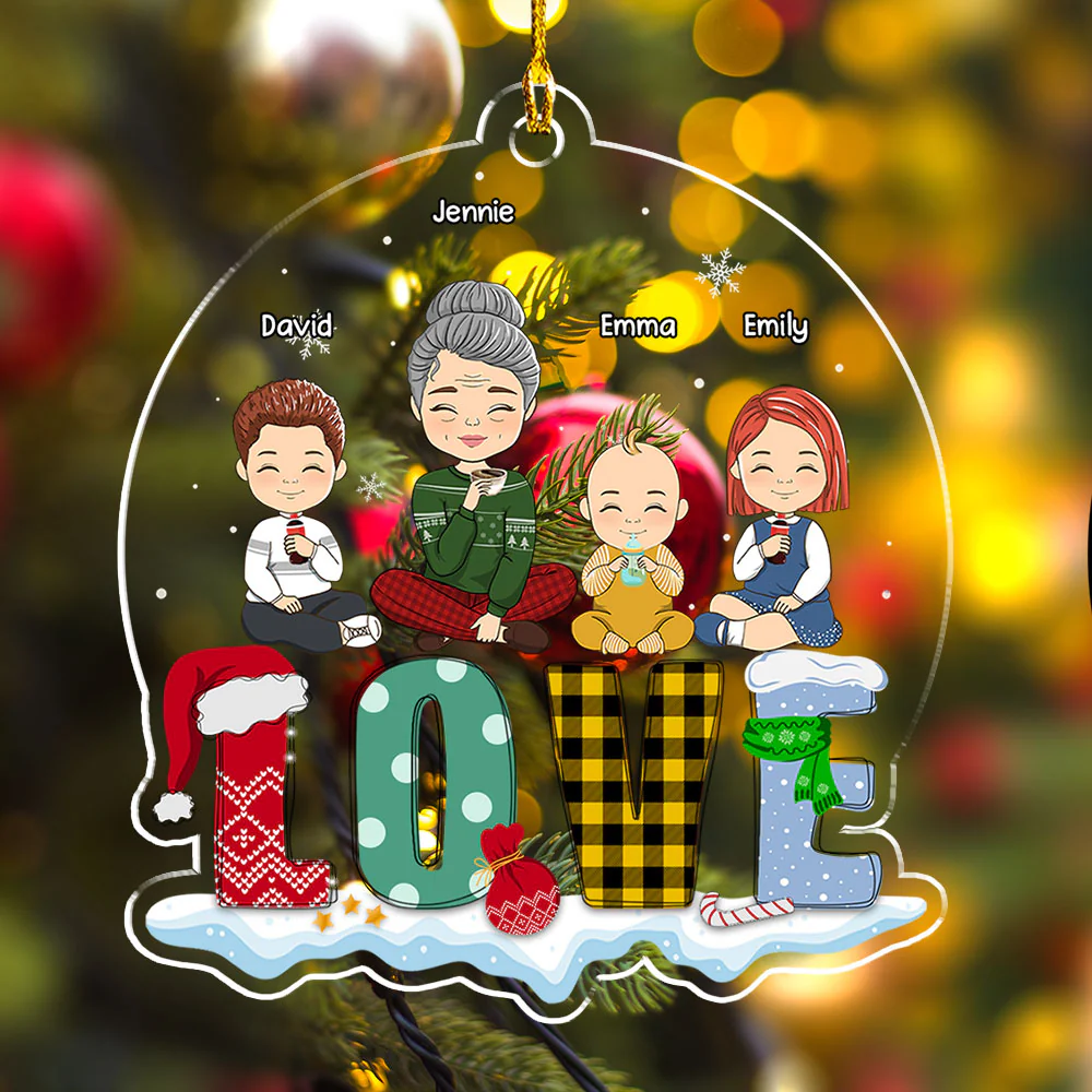 Love My Grandma - Personalized Custom Acrylic Ornament - Image 3