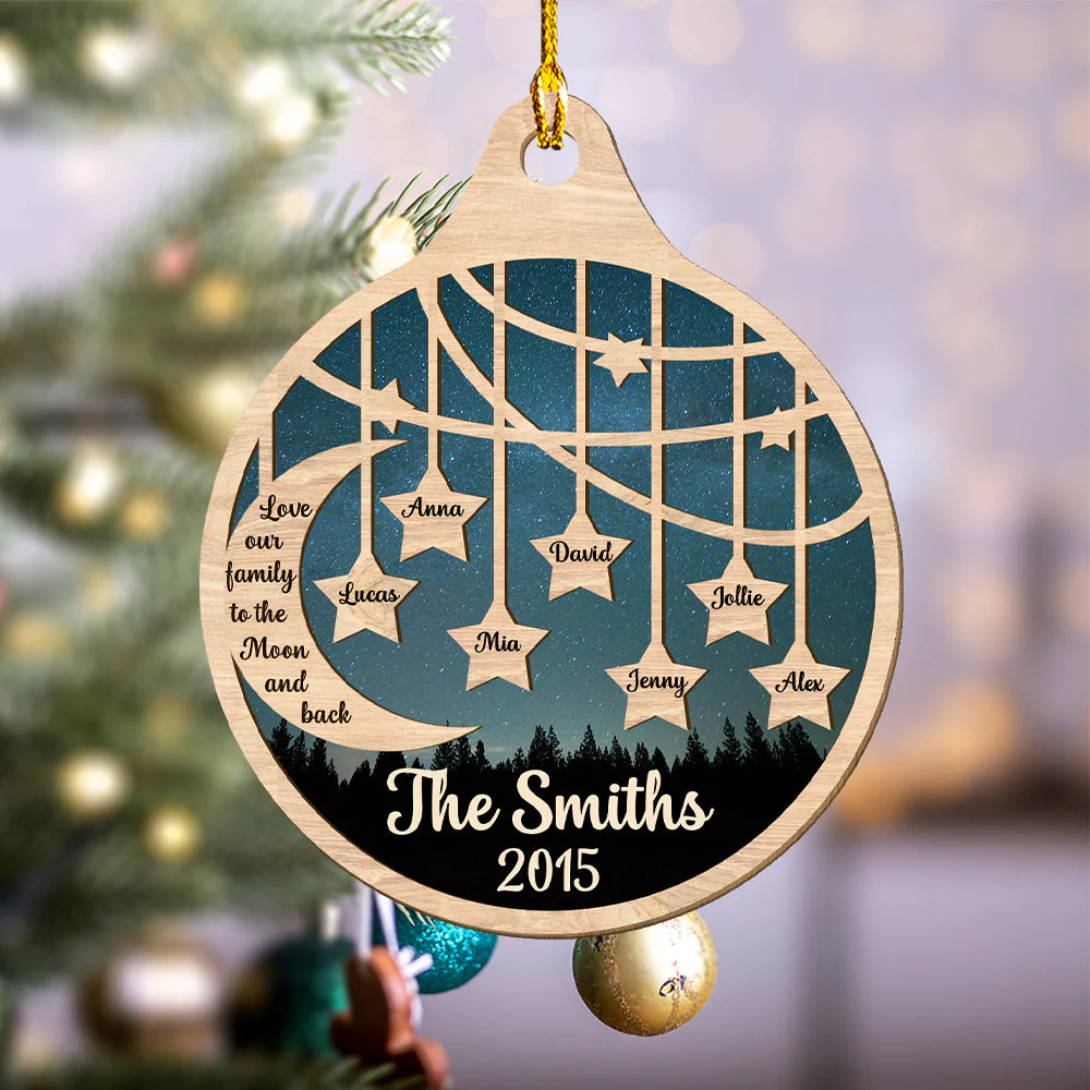 Love Our Family - Personalized Custom 1-layered Wood Ornament - Image 4