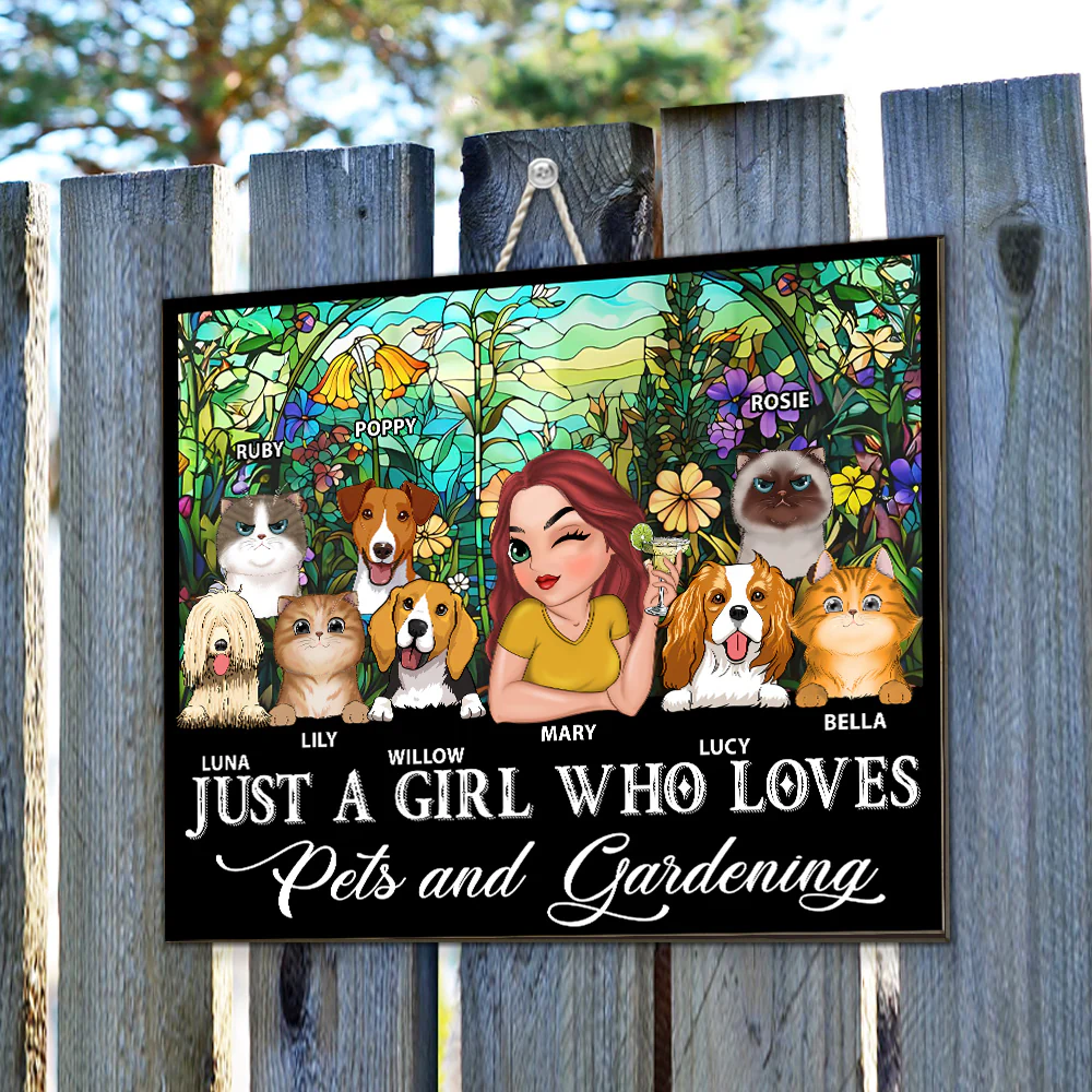 Love Pet And Gardening - Personalized Custom Wood Sign - Image 4