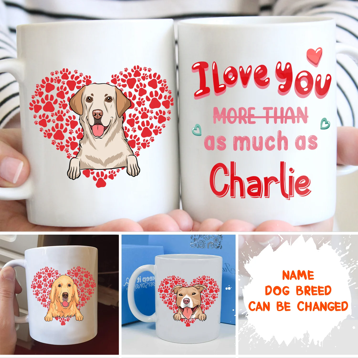 Love You As Much As My Dog - Personalized Custom Coffee Mug - Image 2