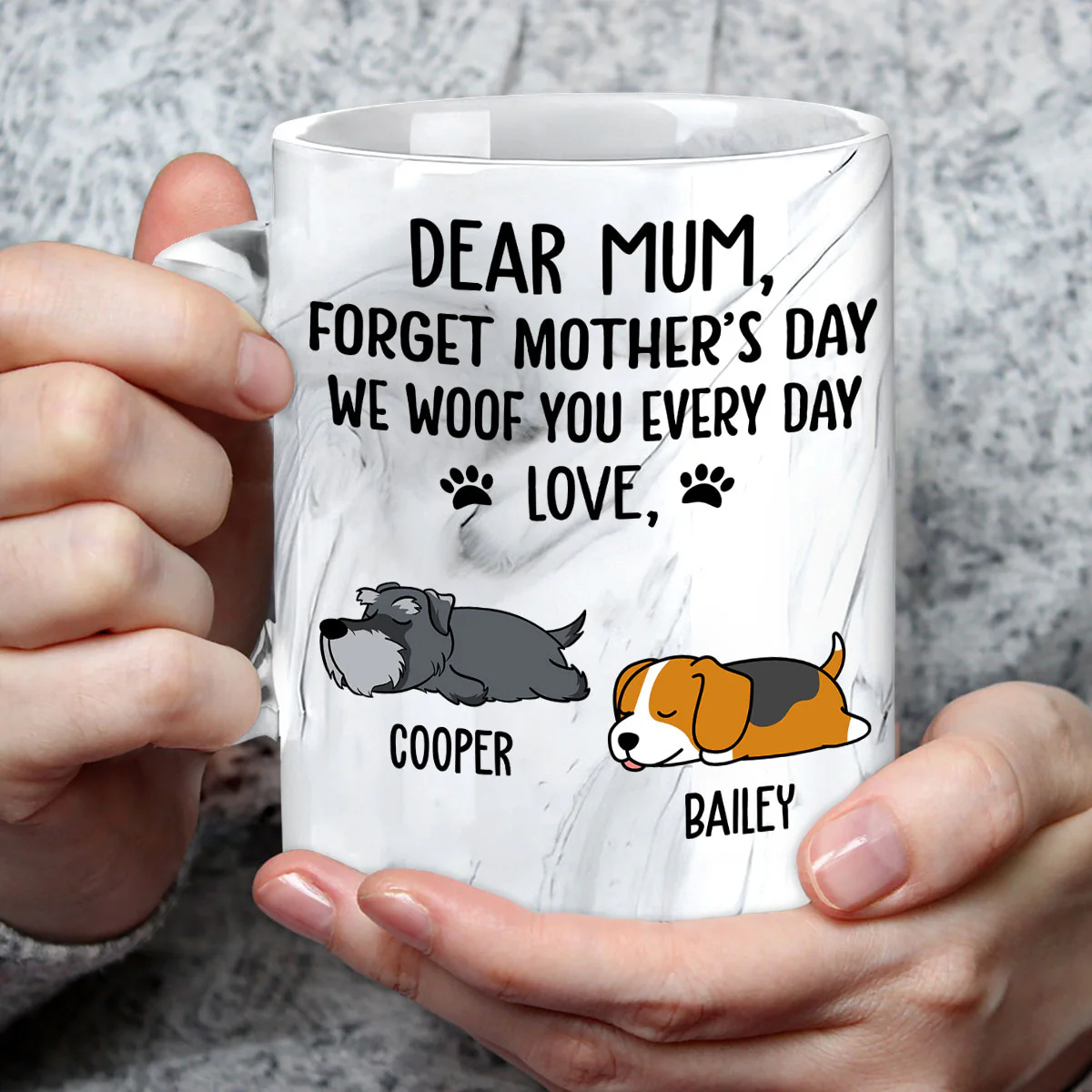 Love You Every Day - Personalized Custom Grey Marble Mug - Image 3