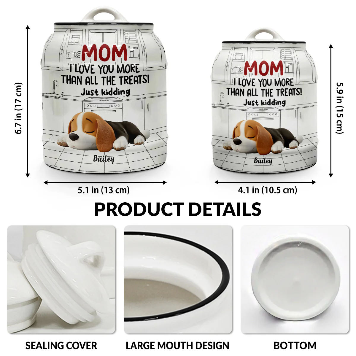 Love You More Than All The Treats - Personalized Custom Ceramic Jar - Image 5