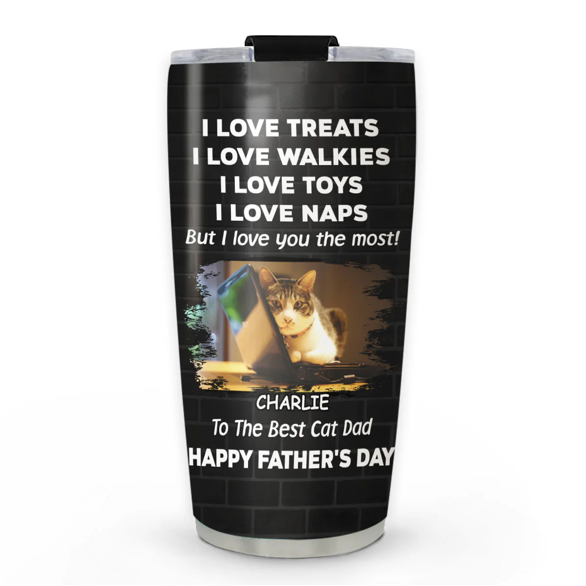 Love You The Most Cat Photo Ver - Personalized Custom Tumbler