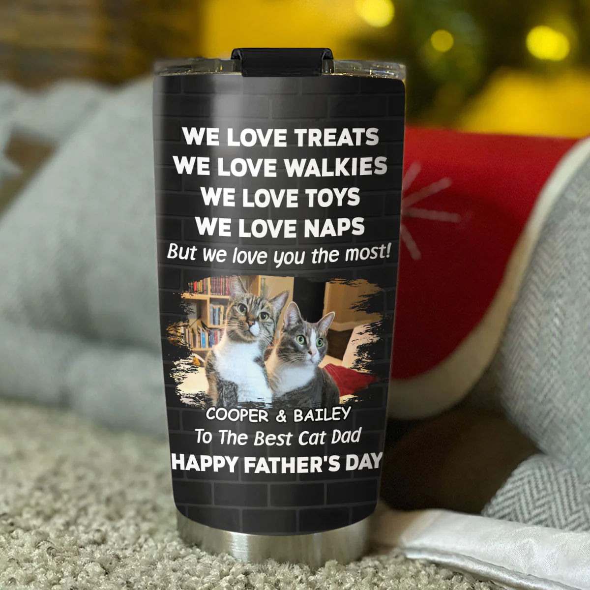 Love You The Most Cat Photo Ver - Personalized Custom Tumbler - Image 3