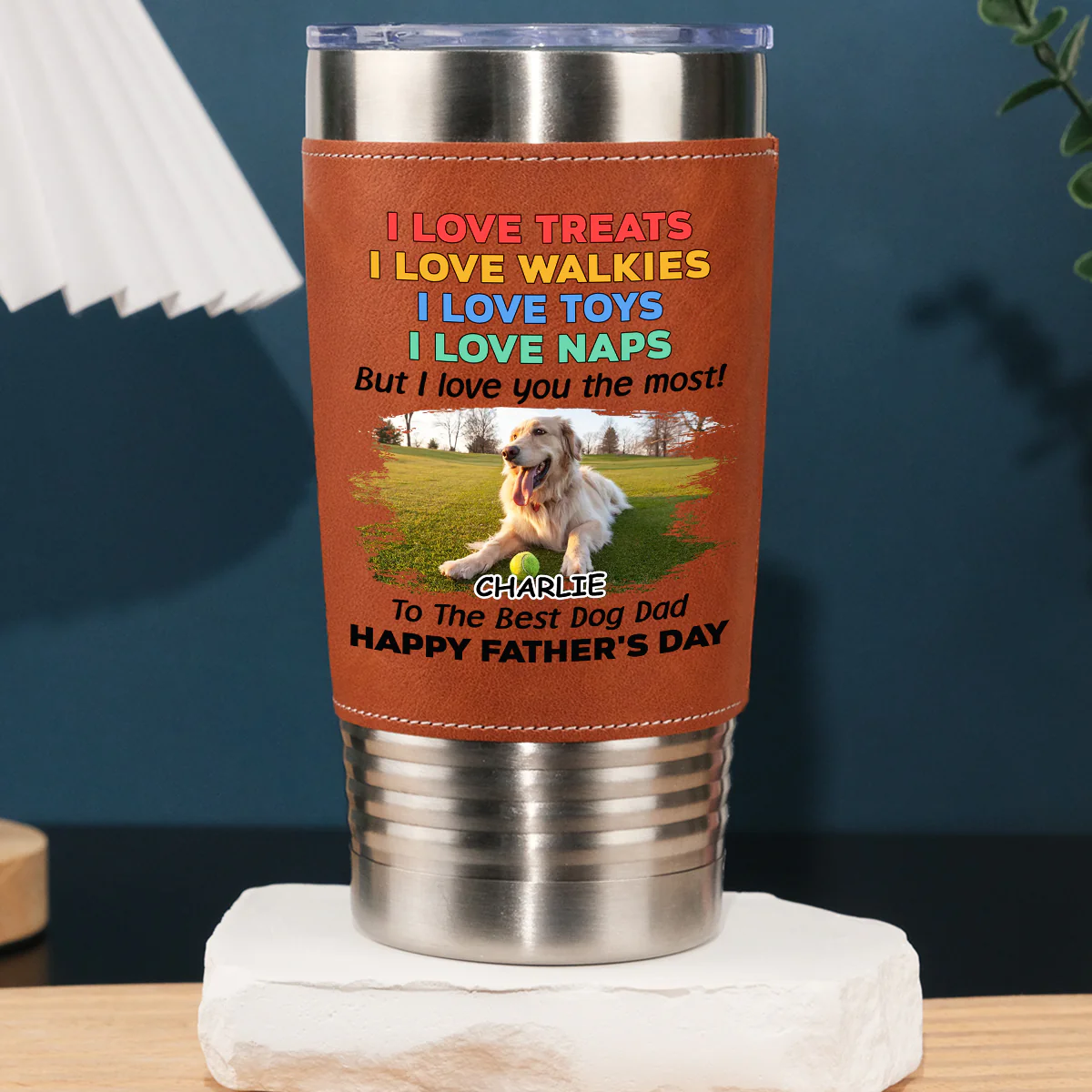 Love You The Most Photo - Personalized Custom Leather Tumbler