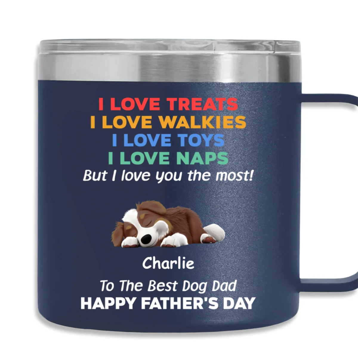 Love You The Most Version 2 - Personalized Custom 14oz Stainless Steel Tumbler With Handle - Image 11