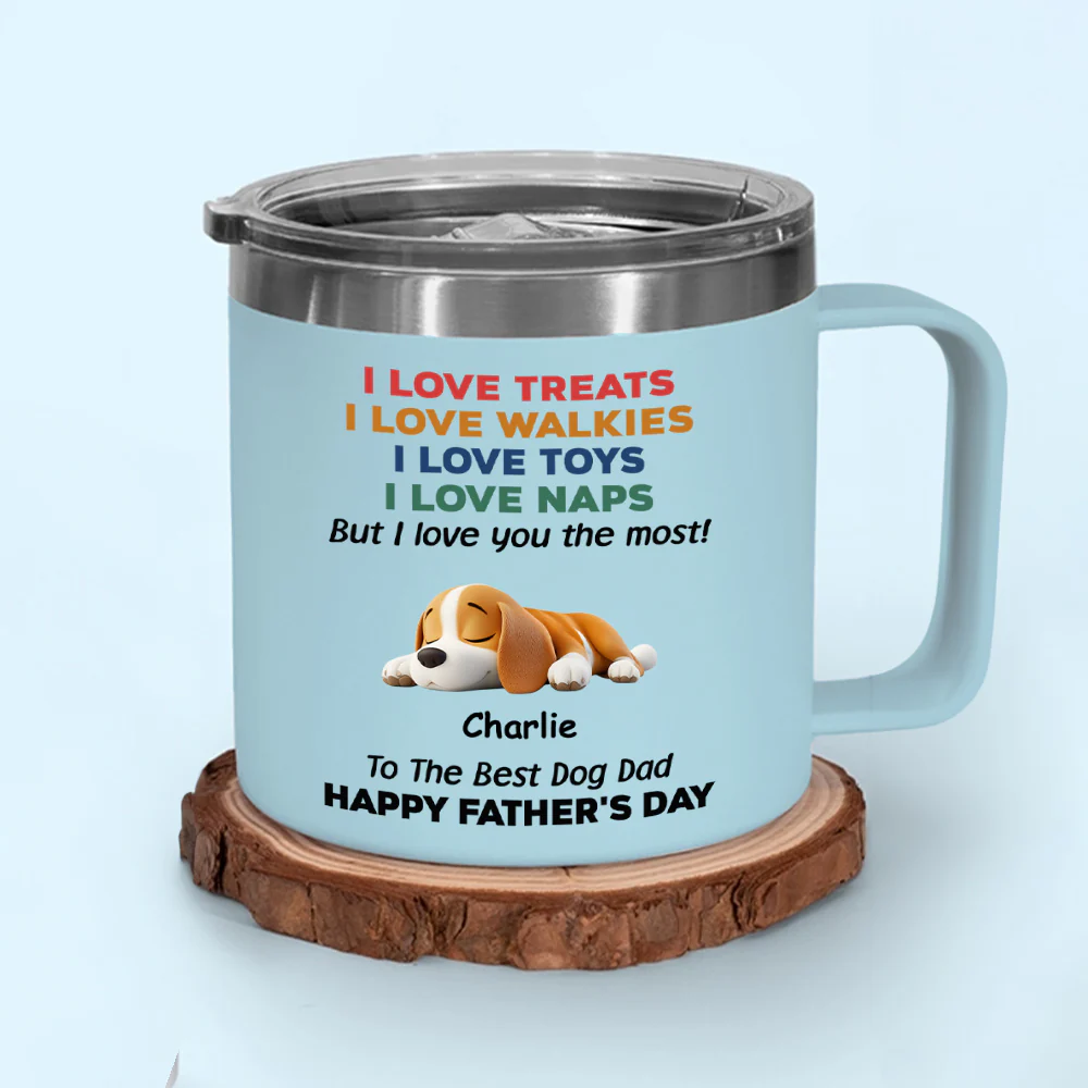 Love You The Most Version 2 - Personalized Custom 14oz Stainless Steel Tumbler With Handle - Image 2