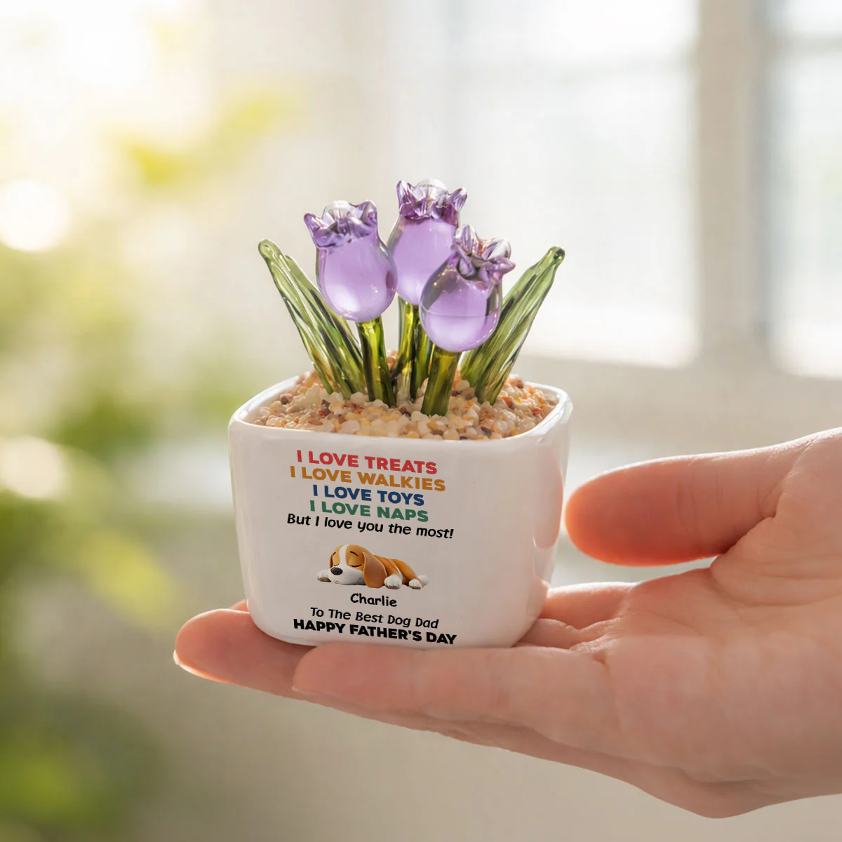 Love You The Most Version 2 - Personalized Custom 3D Effect Glass Everlasting Tulips - Image 4
