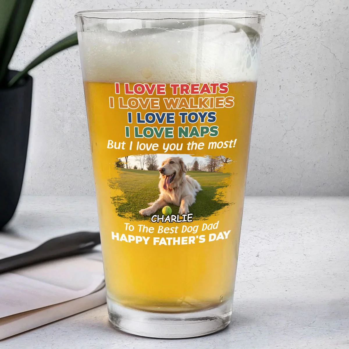 Love You The Most Version 2 Photo - Personalized Custom Beer Glass