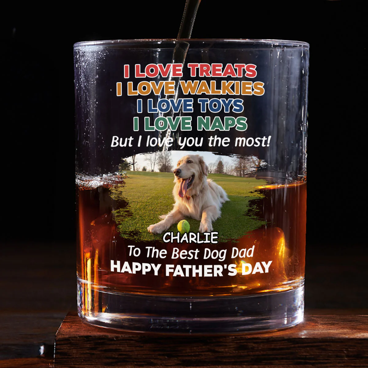 Love You The Most Version 2 Photo - Personalized Custom Whiskey Glass