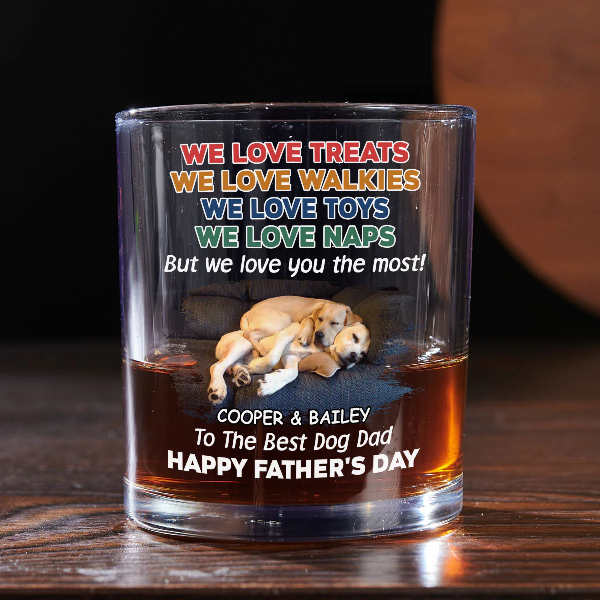 Love You The Most Version 2 Photo - Personalized Custom Whiskey Glass - Image 2