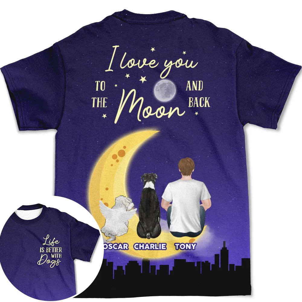Love You To The Moon And Back - Personalized Custom All-over-print T-shirt - Image 2