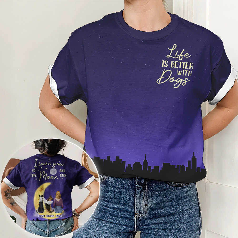 Love You To The Moon And Back - Personalized Custom All-over-print T-shirt - Image 5