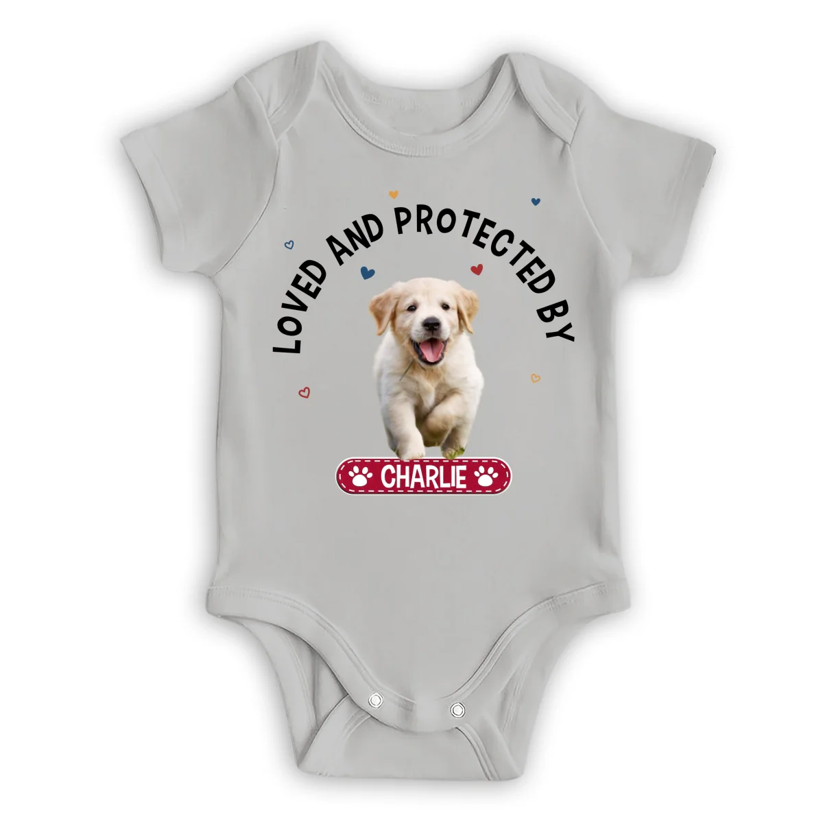 Loved And Protected By Photo - Personalized Custom Baby Onesie - Image 3