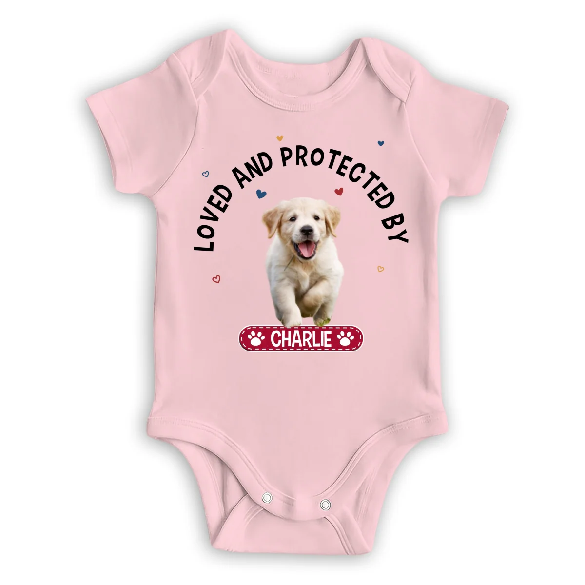 Loved And Protected By Photo - Personalized Custom Baby Onesie - Image 5