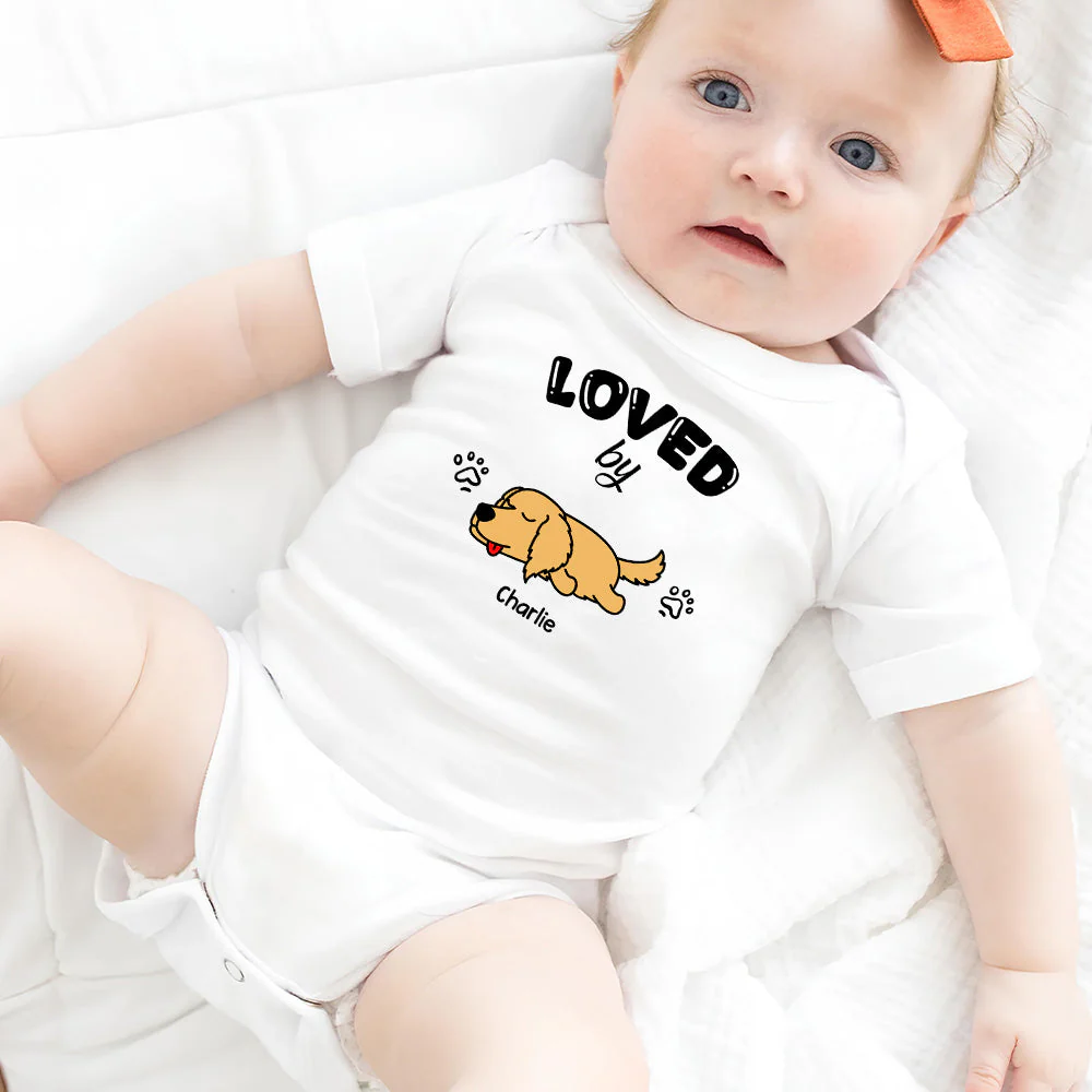 Loved By Dog - Personalized Custom Baby Onesie - Image 6