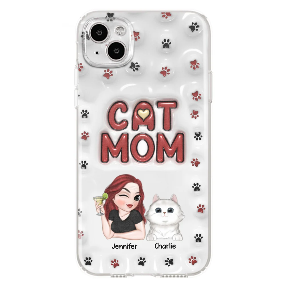 Lovely Cat Mom- Personalized Custom 3D Inflated Effect Phone Case - Image 15