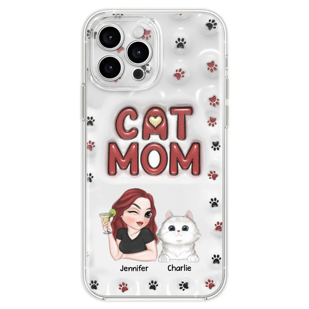 Lovely Cat Mom- Personalized Custom 3D Inflated Effect Phone Case - Image 25