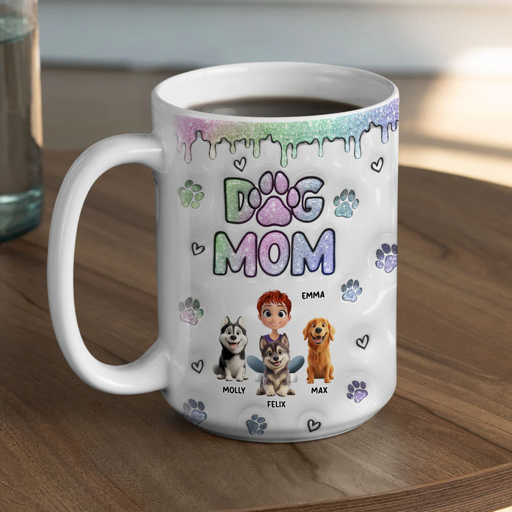 Lovely Chibi Dog Mom - Personalized Custom 3D Inflated Effect Mug - Image 5