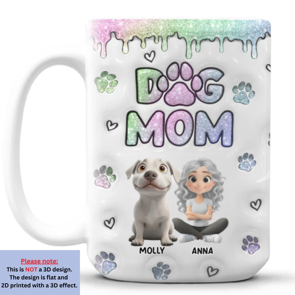 Lovely Chibi Dog Mom - Personalized Custom 3D Inflated Effect Mug - Image 8