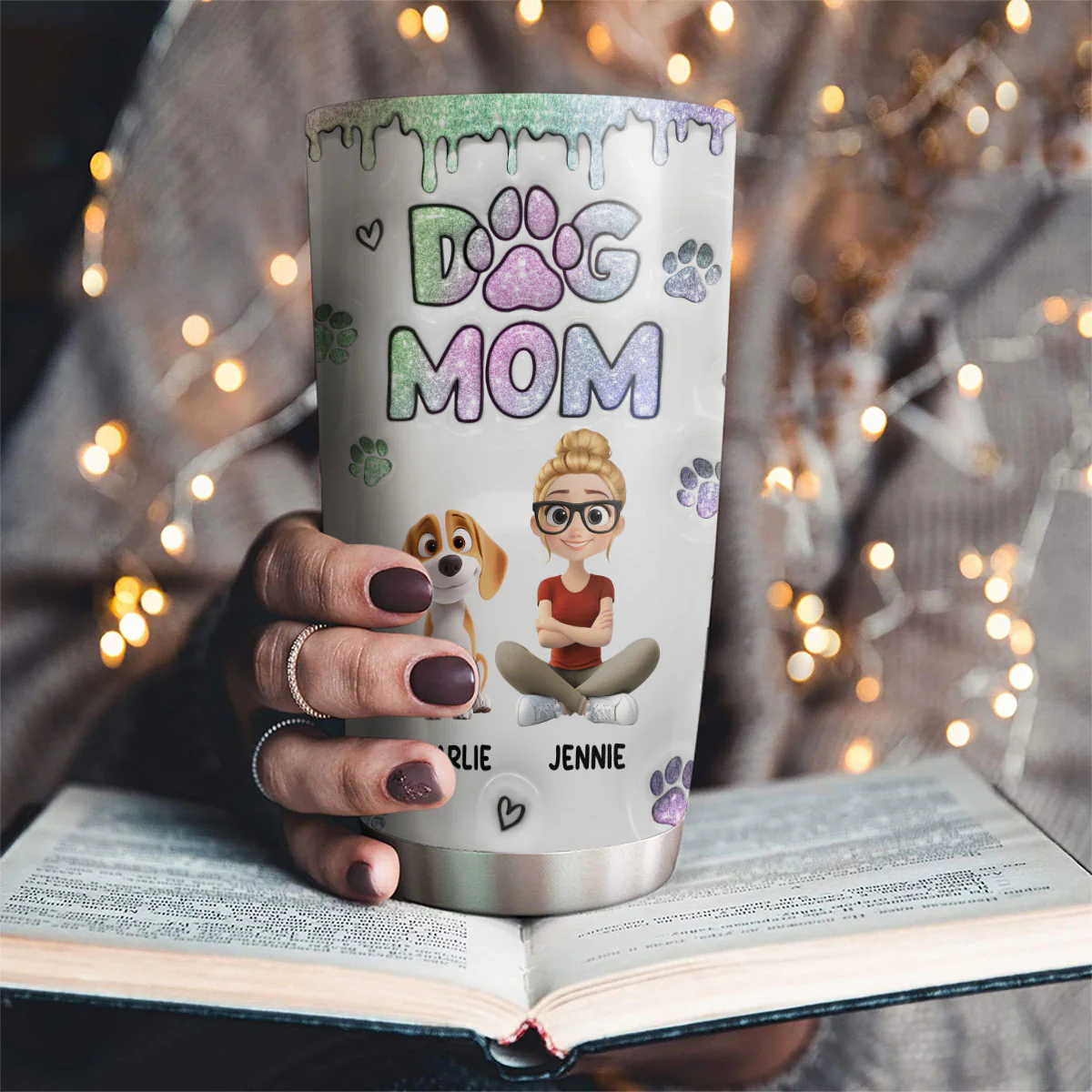 Lovely Chibi Dog Mom - Personalized Custom 3D Inflated Effect Tumbler - Image 2
