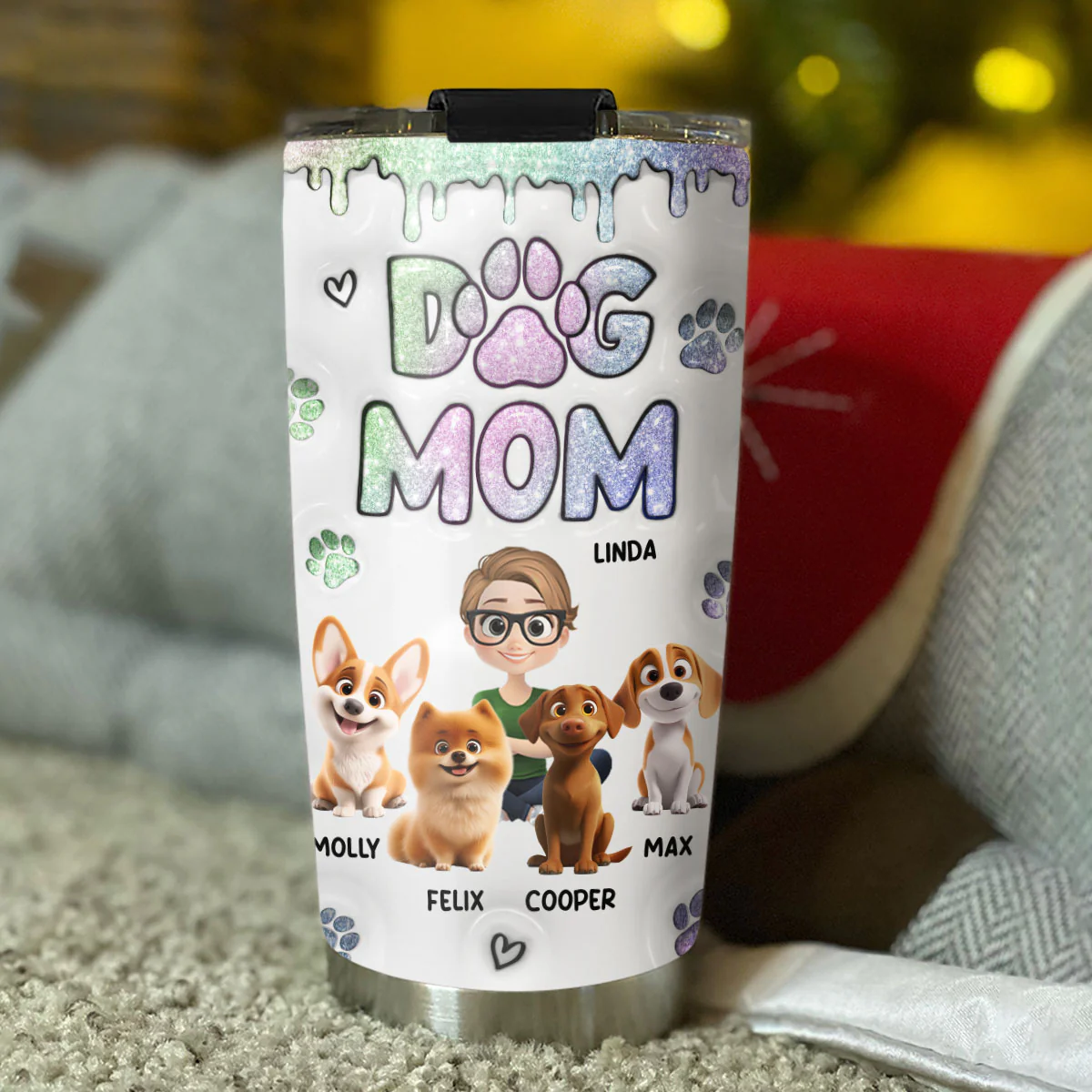 Lovely Chibi Dog Mom - Personalized Custom 3D Inflated Effect Tumbler - Image 4