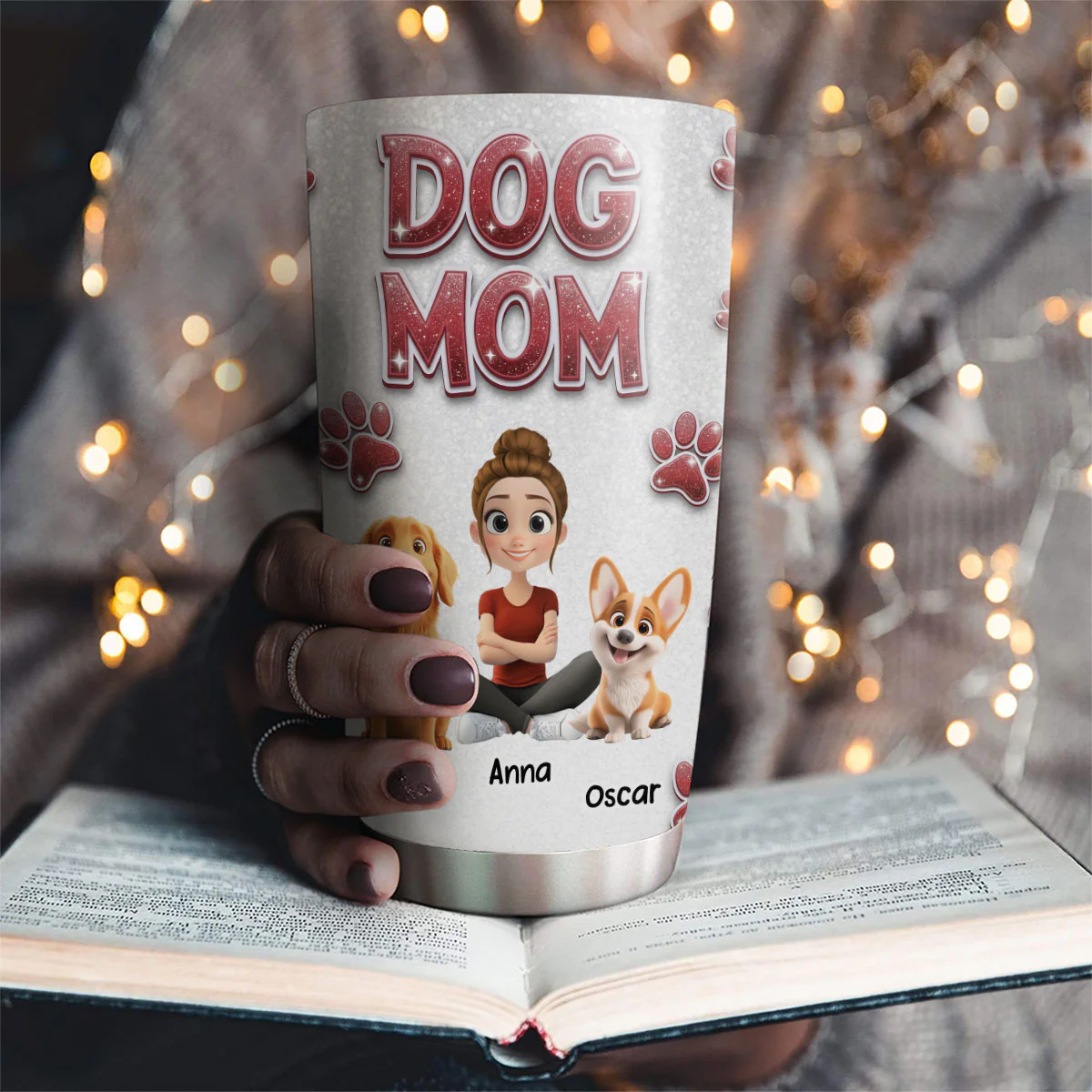 Lovely Dog And Mom Mum - Personalized Custom Tumbler - Image 4