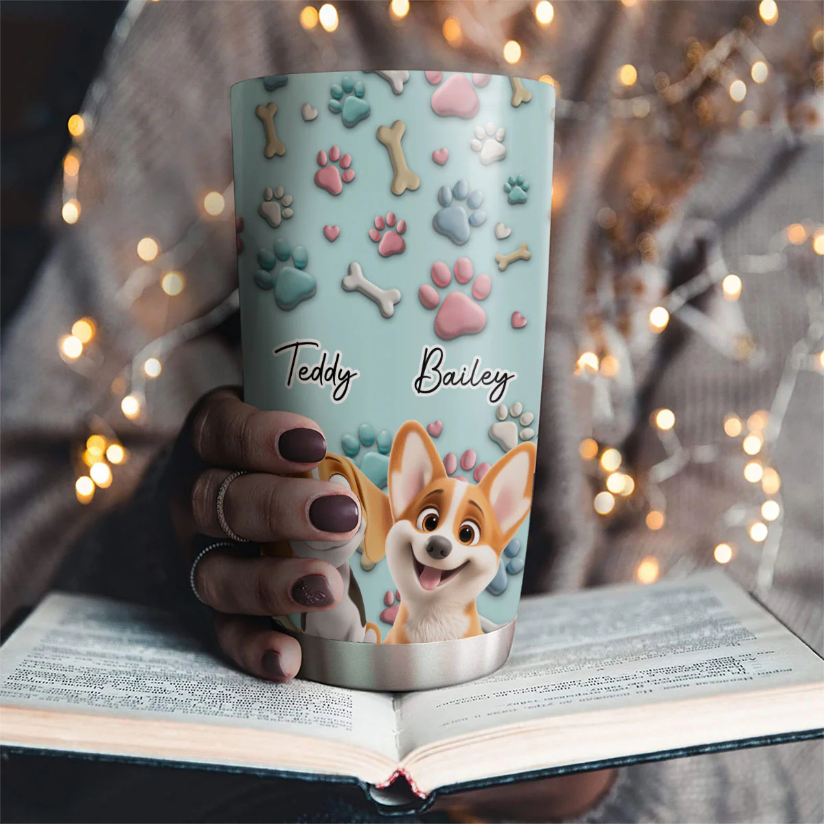 Lovely Dog Cartoon - Personalized Custom Tumbler - Image 2