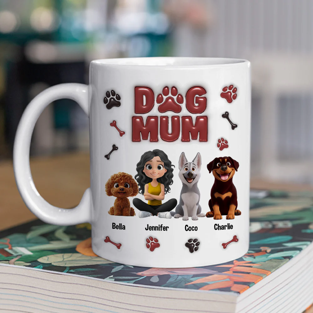 Lovely Dog Mama - Personalized Custom 3D Inflated Effect Mug - Image 3