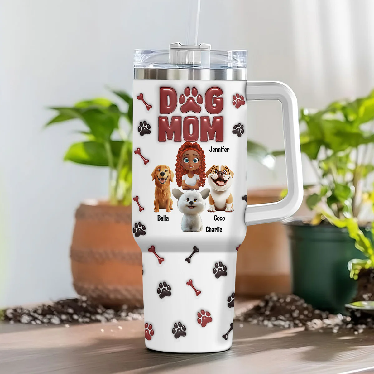 Lovely Dog Mama - Personalized Custom 3D Inflated Effect Tumbler - Image 8