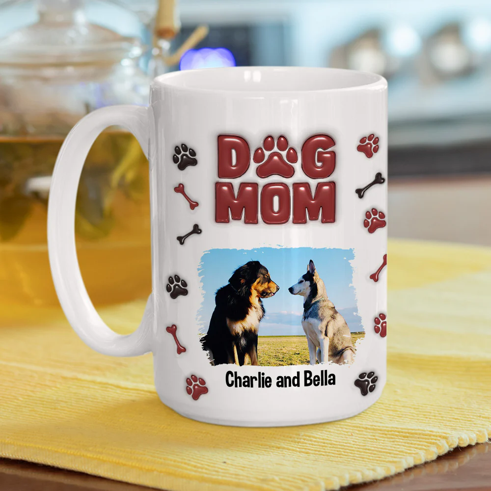 Lovely Dog Mama Photo - Personalized Custom 3D Inflated Effect Mug - Image 4