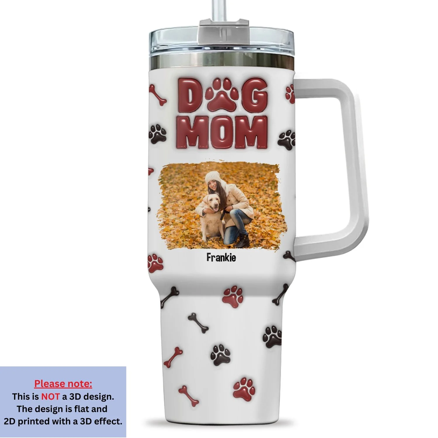 Lovely Dog Mama Photo - Personalized Custom 3D Inflated Effect Printed 40 Oz Tumbler - Image 5