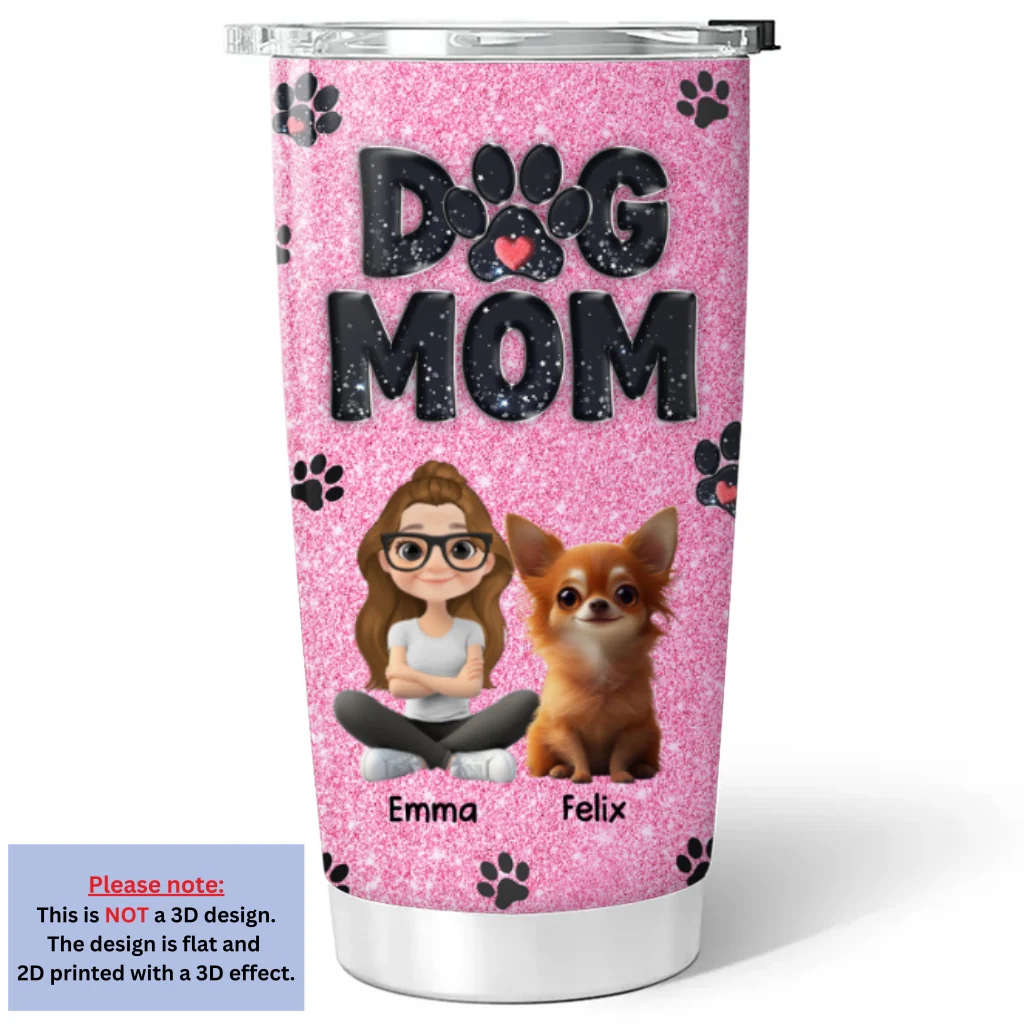 Lovely Dog Mom Blink - Personalized Custom Tumbler - Image 5