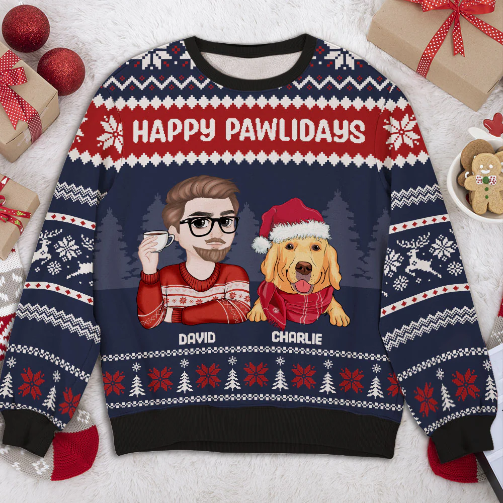 Lovely Dog Mom Dad Christmas - Personalized Custom All-Over-Print Sweatshirt - Image 2